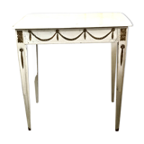 Petite table en bois à patine or et blanc cassé, XIX ème