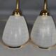 Pair of wall sconces frosted glass & brass 50