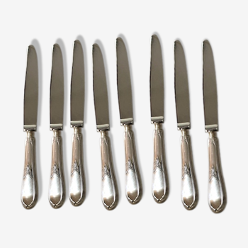 Set de 8 couteaux de table en métal argenté Ercuis Lauriers