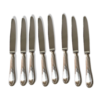 8 silver metal table knives Ercuis Lauriers