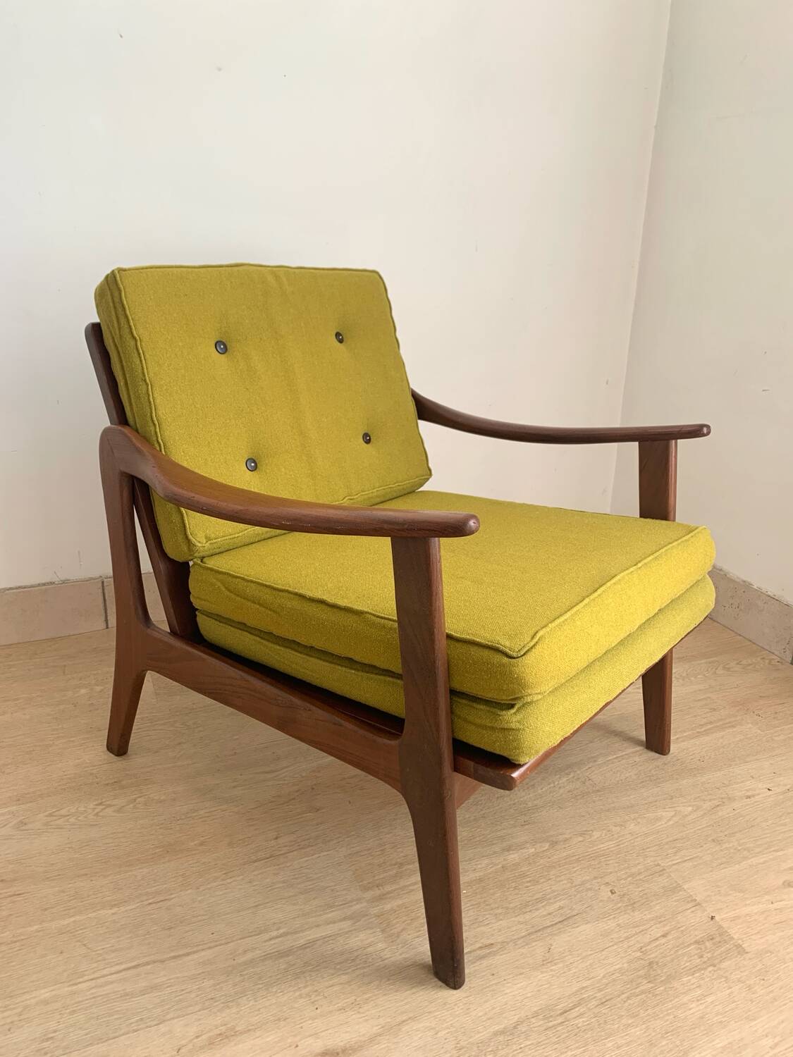 Scandinavian armchair in solid teak