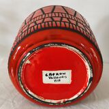 Red pot-pot vase by Roger Capron circa 1960