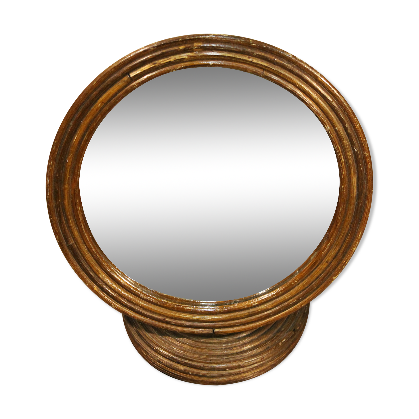 Mirror rattan on foot 60s size 30x29cm