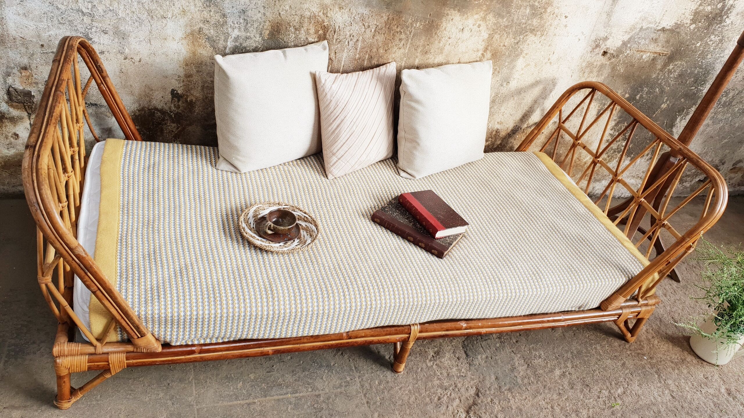 Rattan bed bench