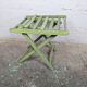 Child's folding chair in patinated green wood