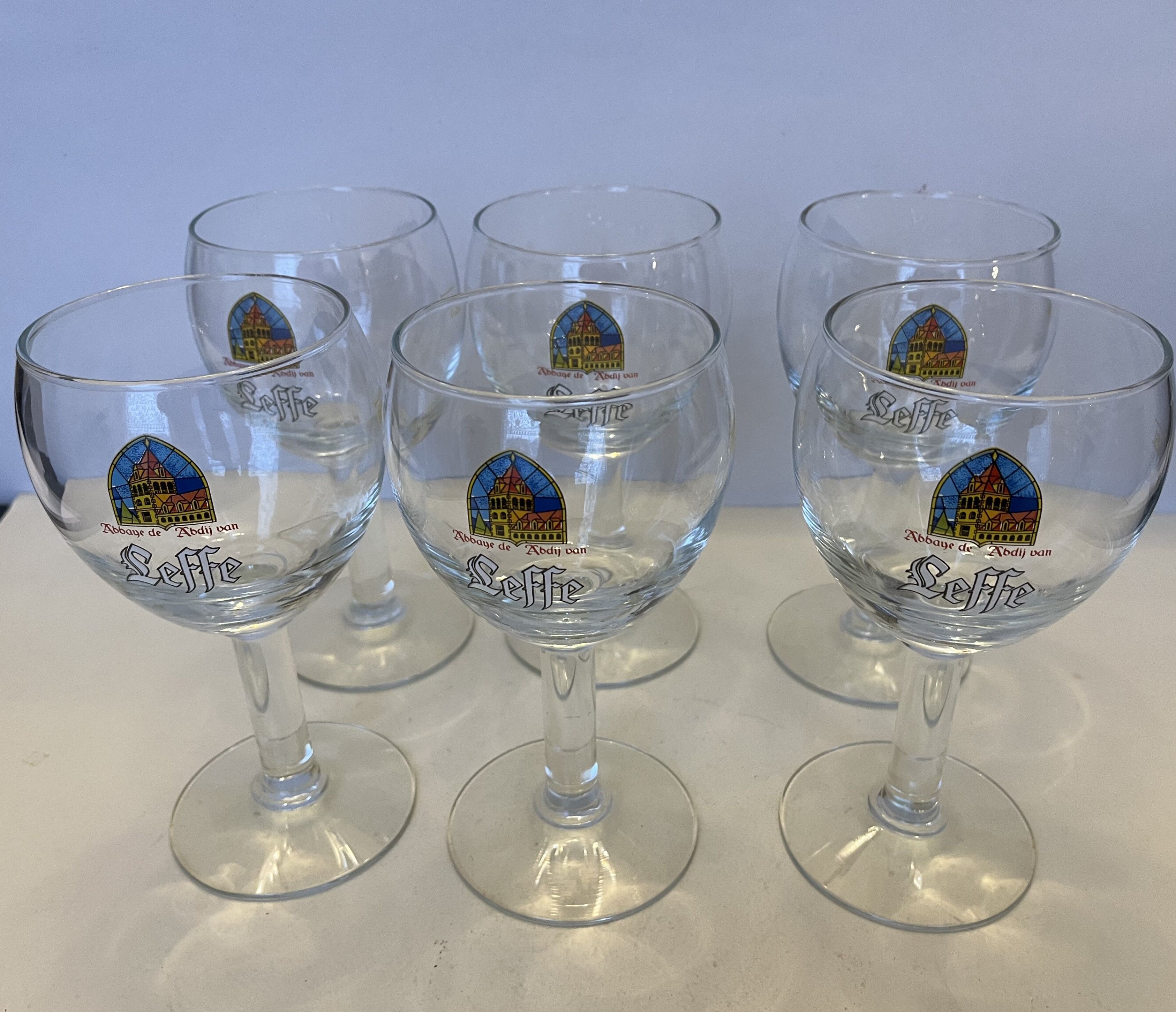 6 Leffe beer glasses