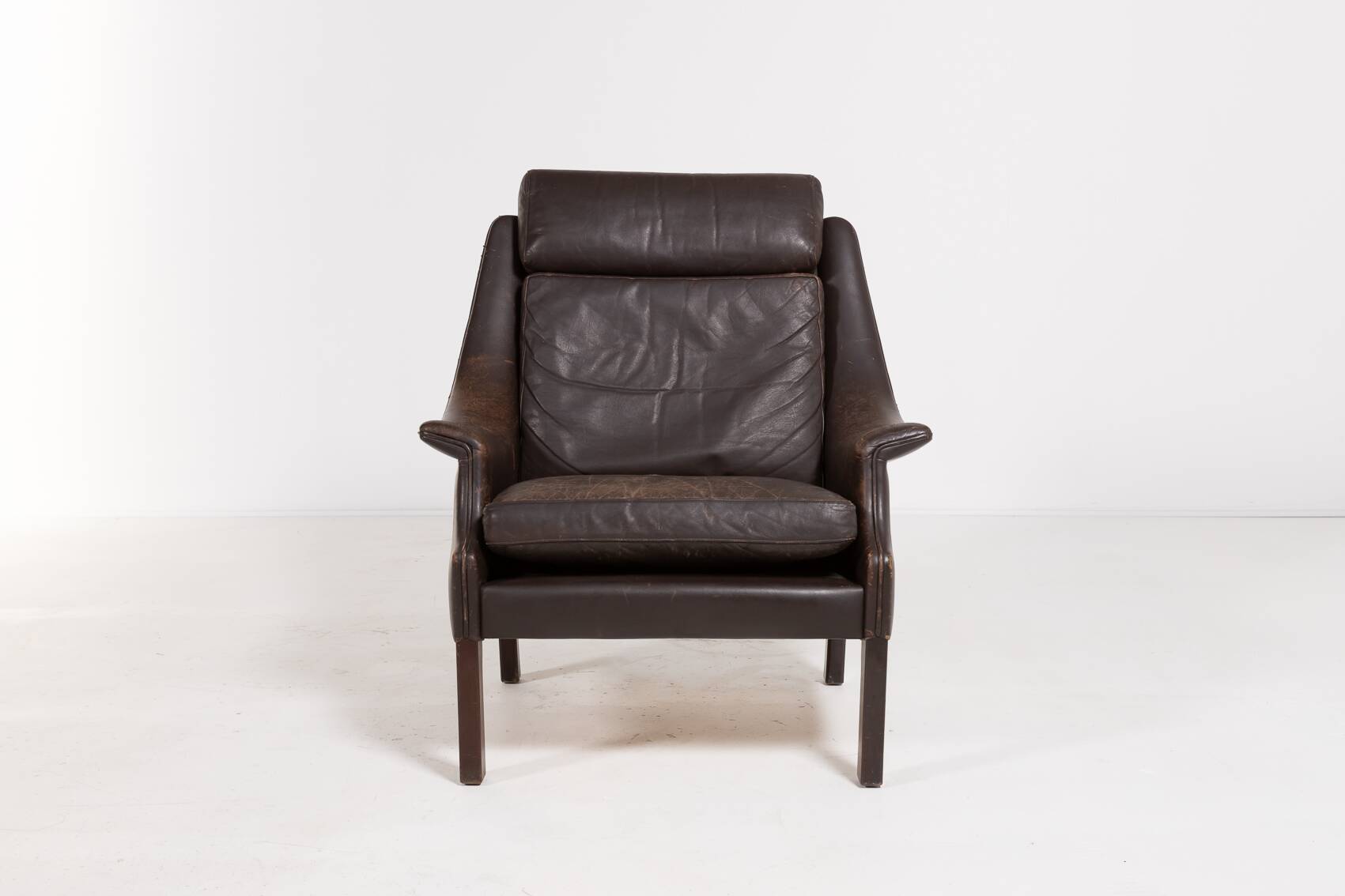 Fauteuil danois en cuir marron, 1960