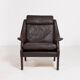 Fauteuil danois en cuir marron, 1960