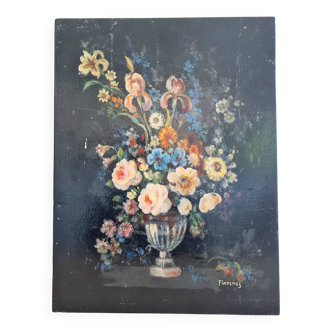 Old painting - bouquet of flowers