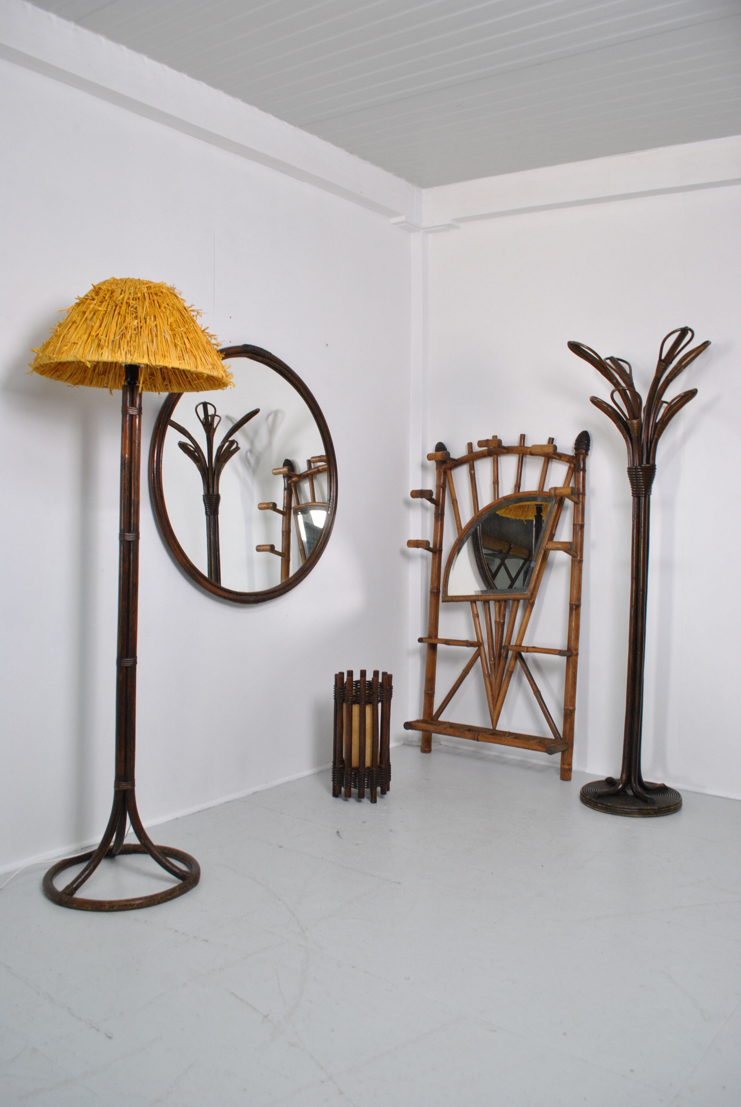 Rattan floor lamp 1970