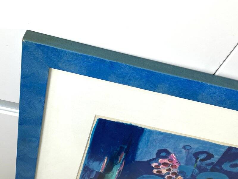 Tony Agostini, Bouquet with Blue Vase, Lithograph, Framed