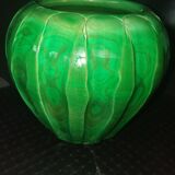 Green ceramic vase with a moist effect around 1930