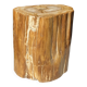 Table d'appoint en bois pétrifié orange doré et blanche ovale H46 D38 - 333