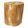 Table d'appoint en bois pétrifié orange doré et blanche ovale H46 D38 - 333