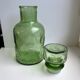 Decanter in green bubbled glass 70s