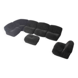 Modular "Patate" sofa in black corduroy velvet by Airborne, France 1970s