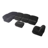 Modular "Patate" sofa in black corduroy velvet by Airborne, France 1970s
