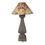 Turned wood lamp