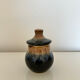 Blue flamed and black condiment pot