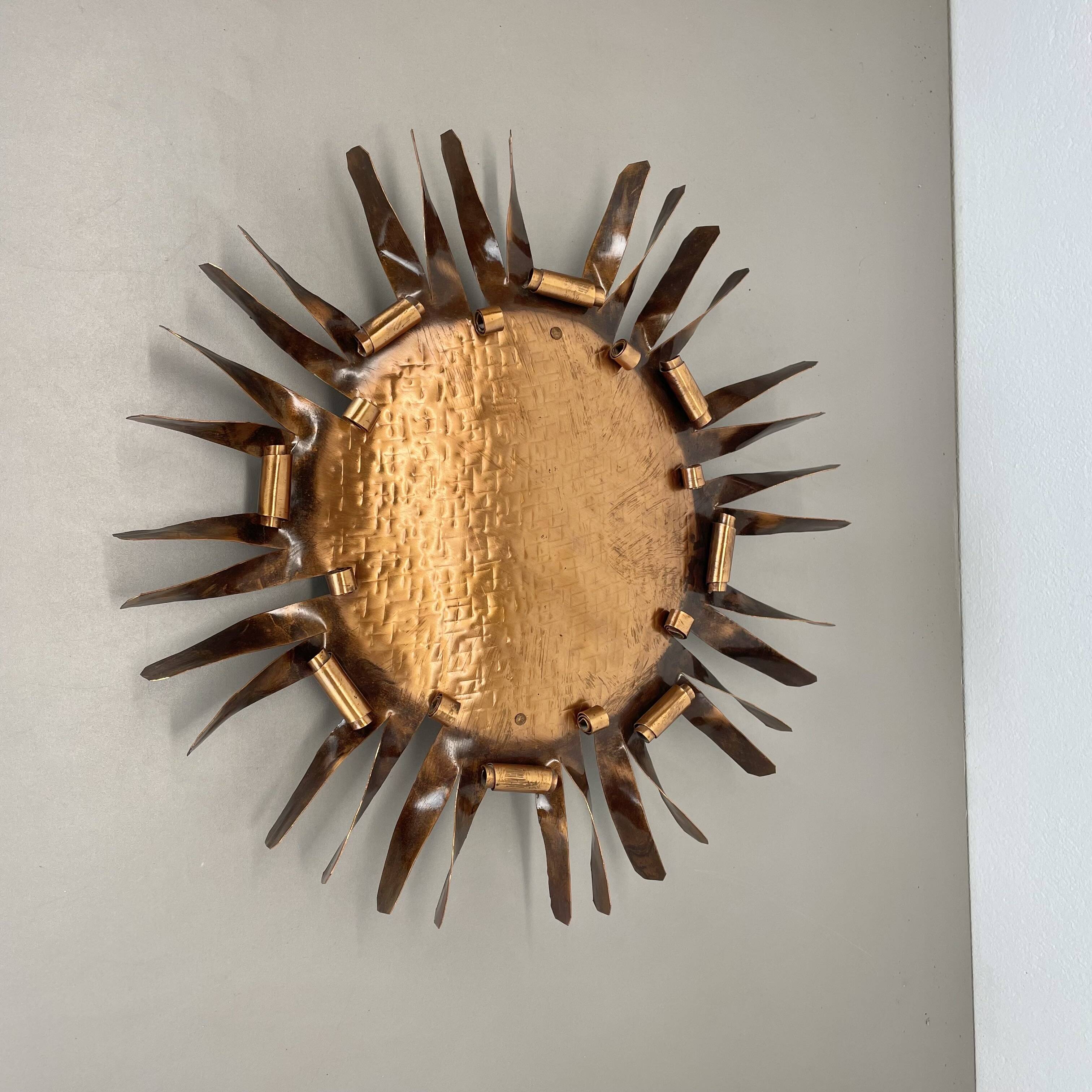 large 50cm solid copper Stilnovo Style Sunburst Theatre Wall Light , Italy