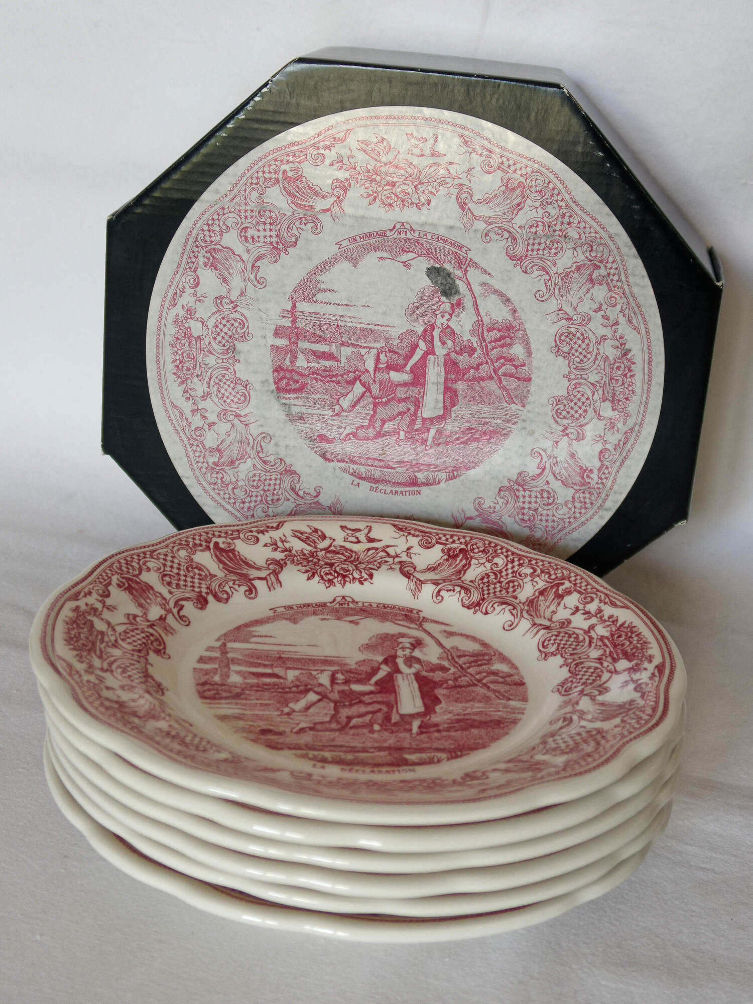 Lot 6 plates with dessert Gien "wedding in the countryside"