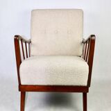 Art Deco Beige Boucle Armchair, 1960s