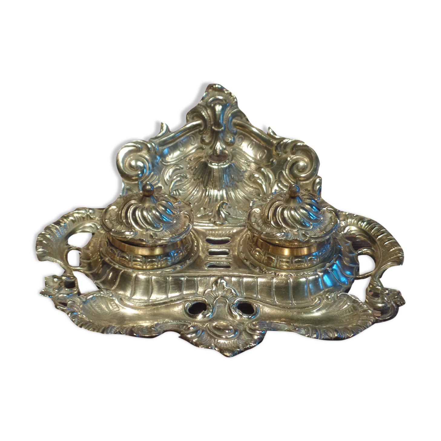 Double bronze inkwell