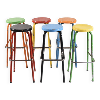Set of 6 industrial high stools