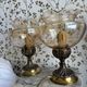 Pair of Italian bedside lamps by Targetti – Amber Glass and Brass