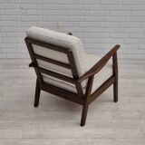 1960s, Danish armchair, refurbished, quality white/grey furniture fabric.