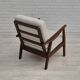 1960s, Danish armchair, refurbished, quality white/grey furniture fabric.
