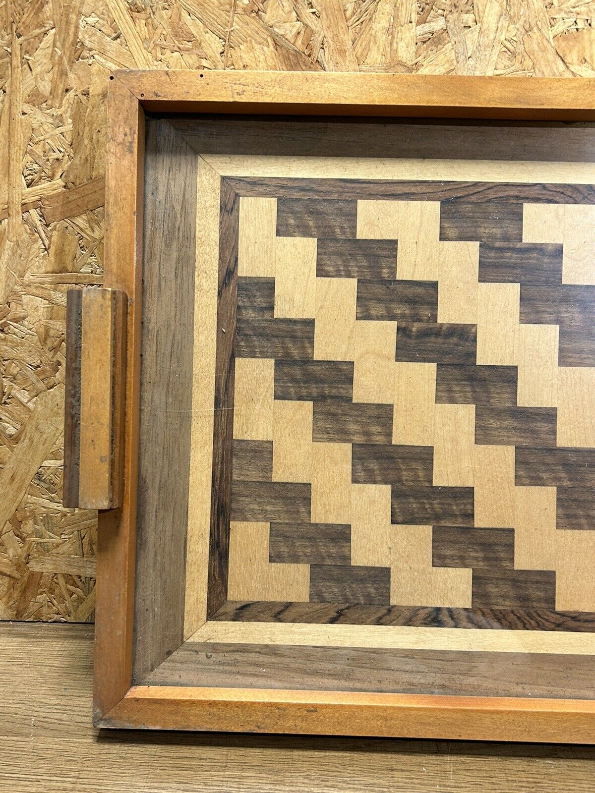Wooden tray art deco marquetry