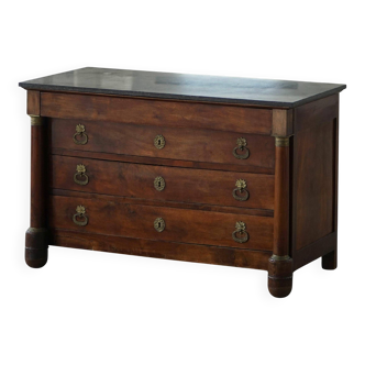 French Empire Commode / Commode, walnut and bronze mounts, 19th century