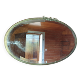 Oval beveled mirror with bronze frame - 19th century
