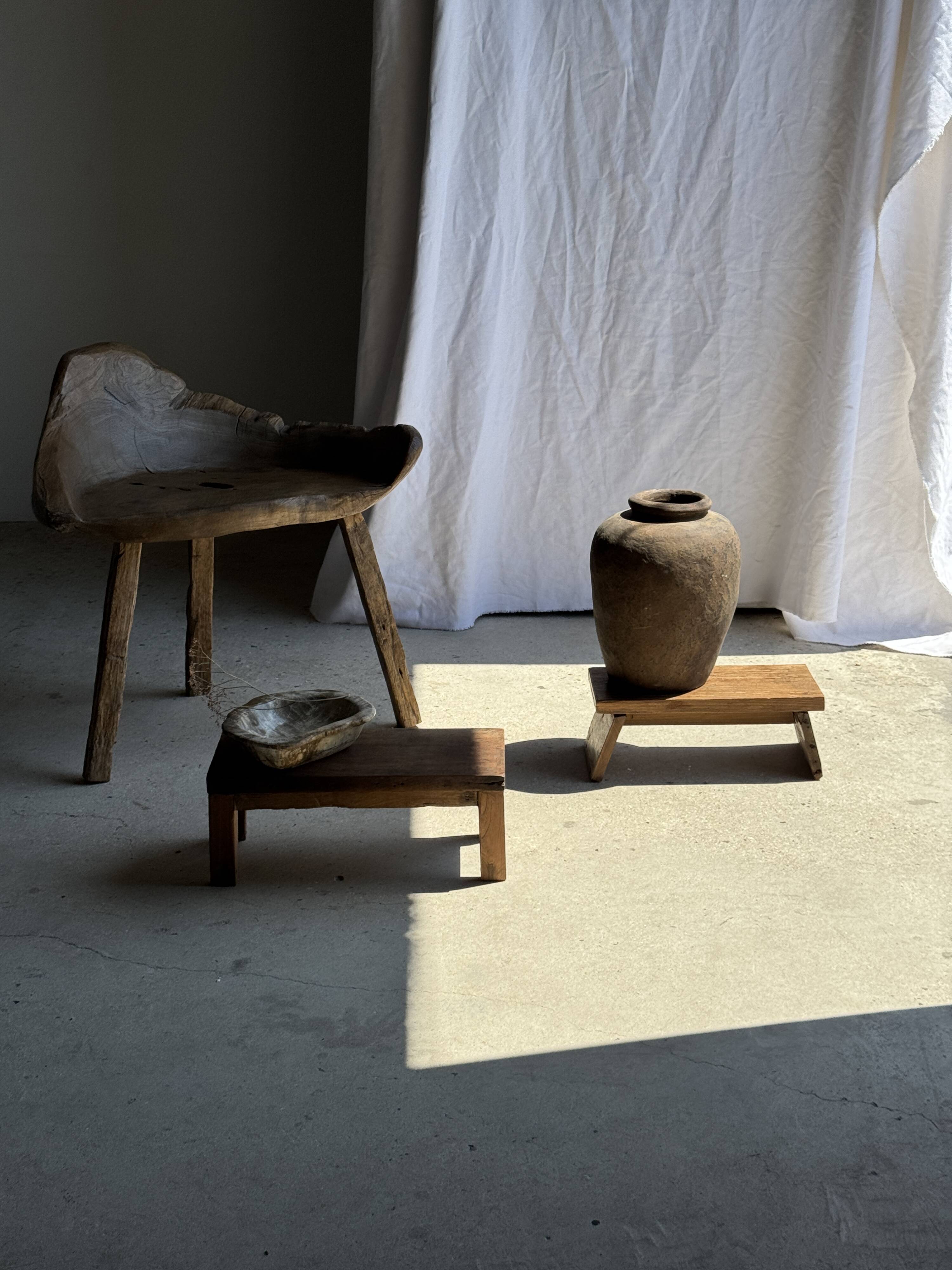 Small low bench in old teak from Indonesia H16 L39