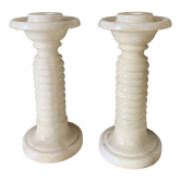 Pair of albatre candle holders