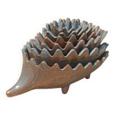 Vintage patinated metal hedgehog ashtrays – Greece