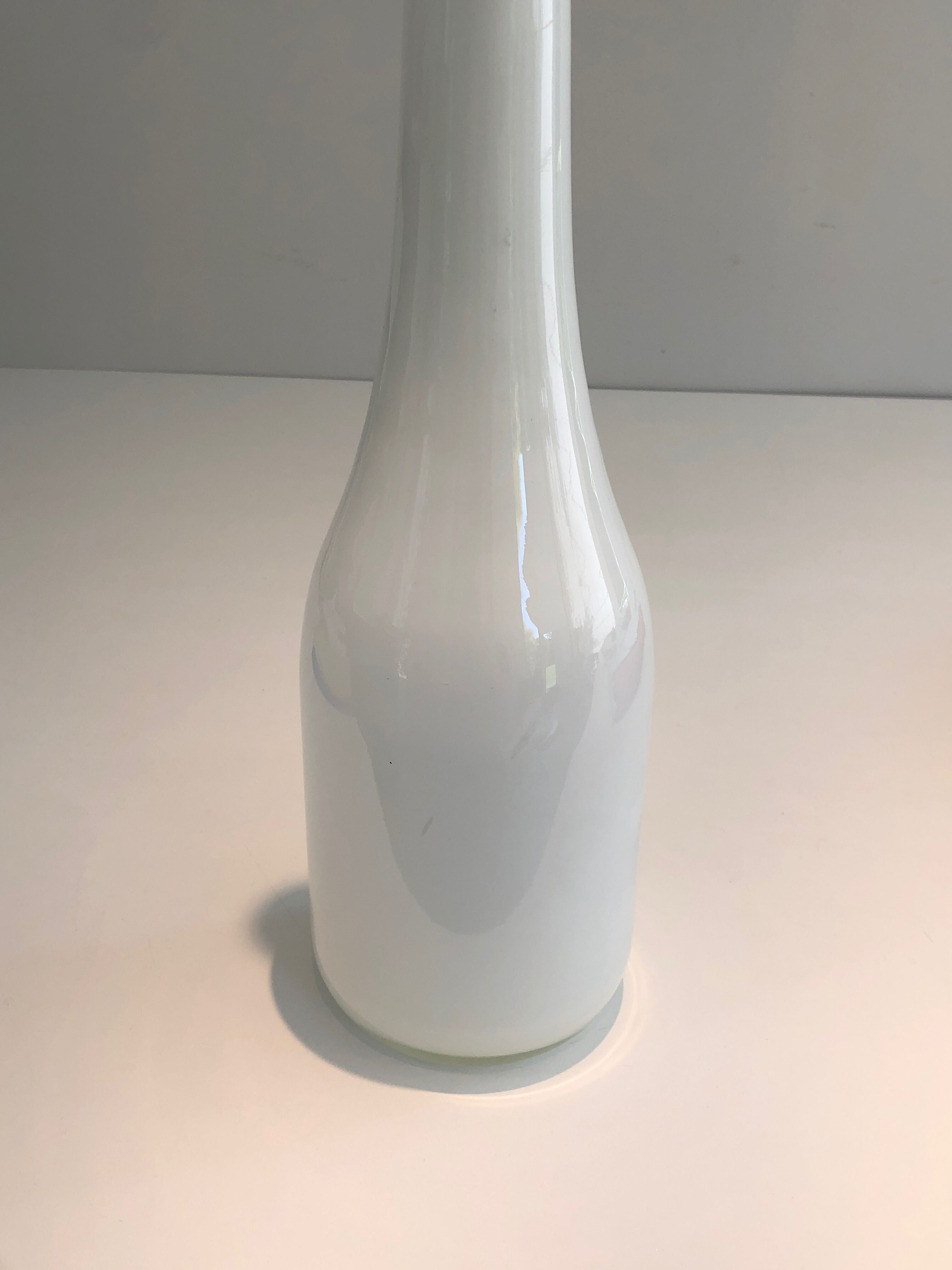 White opaline glass vase