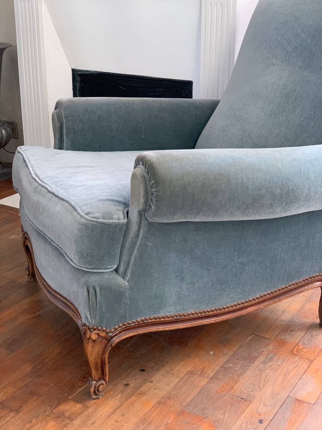 Antique velvet armchair