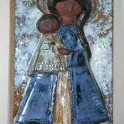 Enamel plaque Virgin with Child Perignem