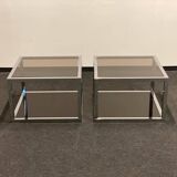 Italian Side Tables - Mid-Century Chrome/Smoked Glass, 1970s
