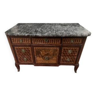 Commode Transition en placage de bois de rose et amarante XIX siècle