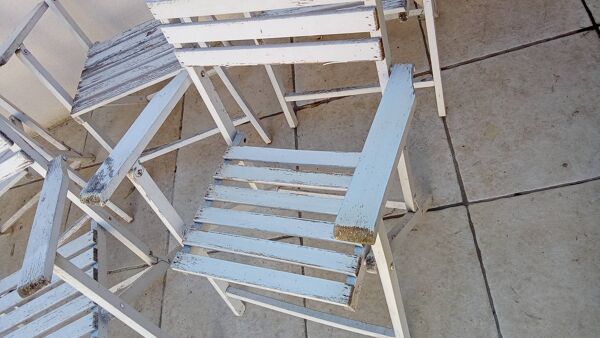 5 fauteuils de jardin en bois vintage  gleizes