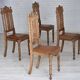 1930s, set of 4 Danish dining chairs, carved oak wood, furniture leather.