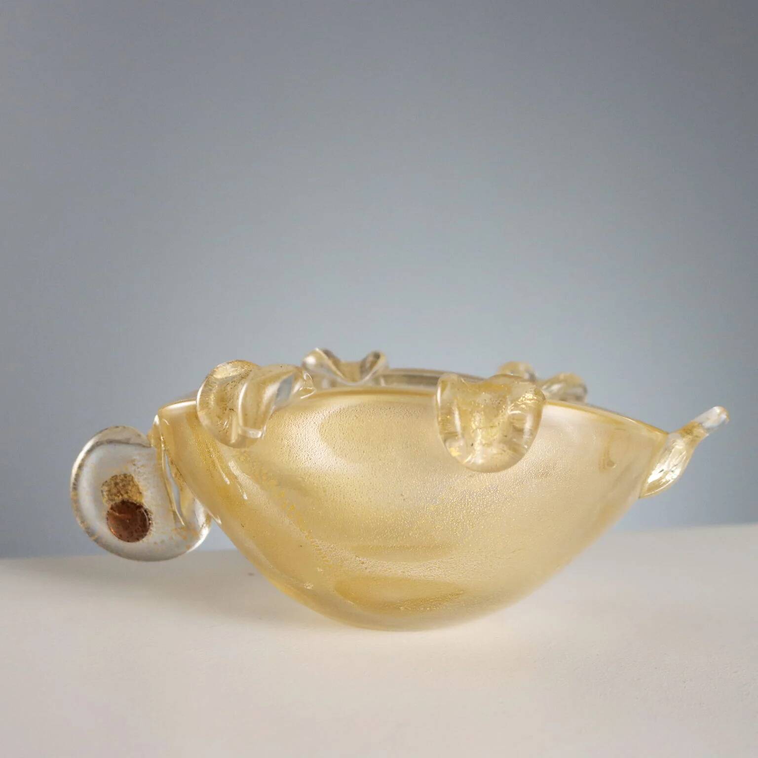 Cendrier en verre en forme de tortue, fabrication Murano, vintage XXe siècle