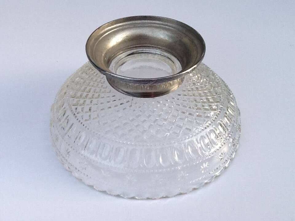 Glass and metal fruit bowl on pedestal, 1930s