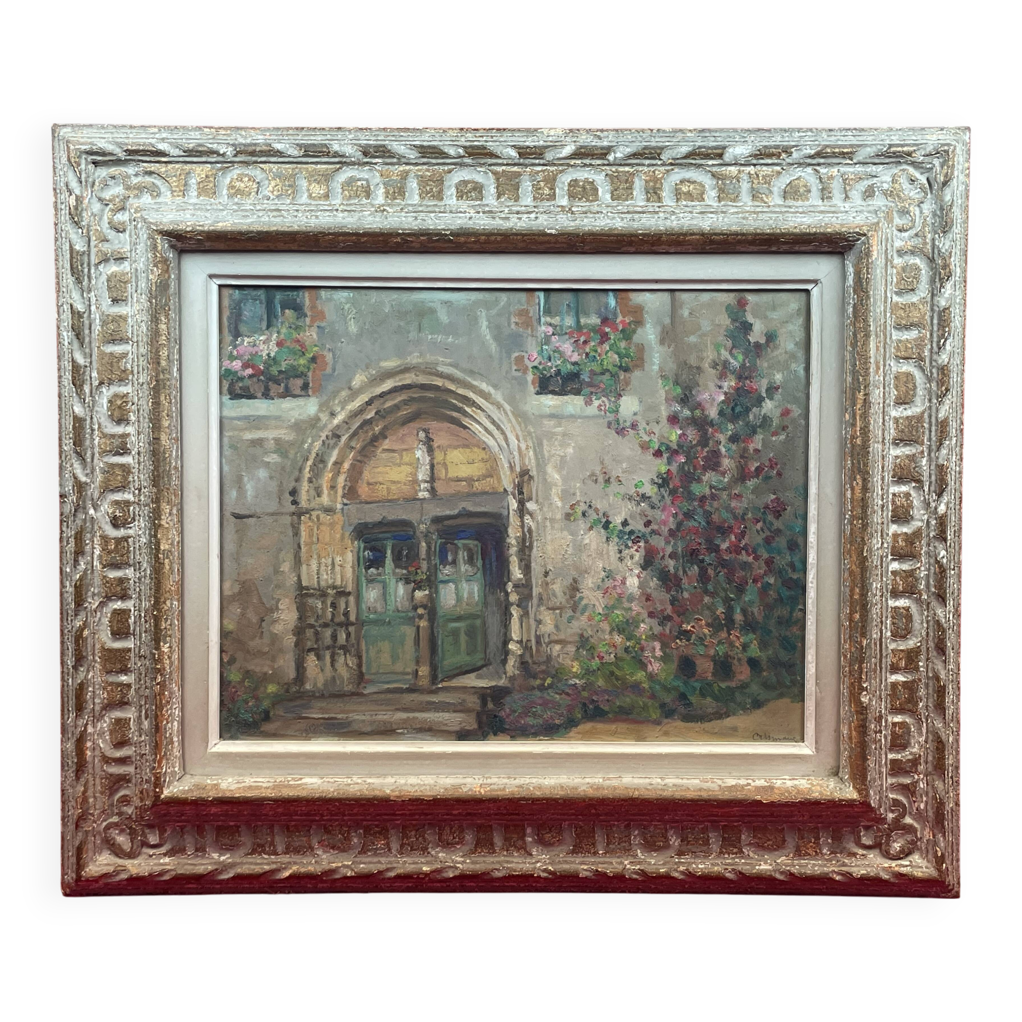 oil on panel signed Crismane - Former leper colony of Oudon Loire Atlan