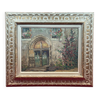 oil on panel signed Crismane - Former leper colony of Oudon Loire Atlan