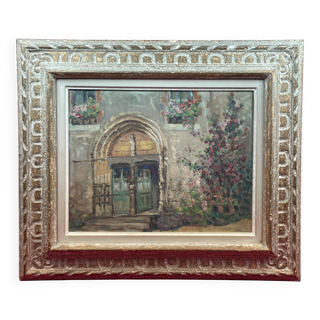 oil on panel signed Crismane - Former leper colony of Oudon Loire Atlan