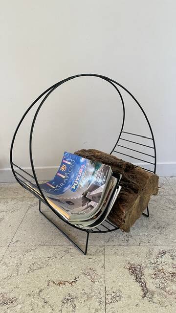 Magazine rack vintage log holder